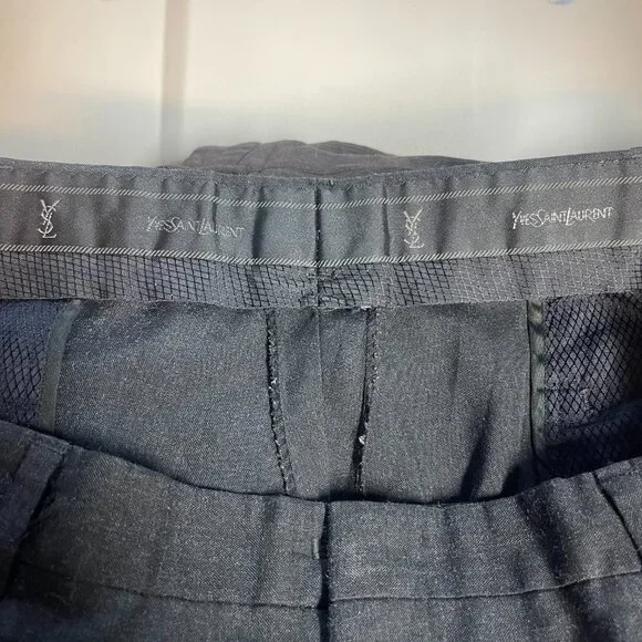 Vintage Yves Saint Laurent Trousers YSL Gray Wool Blend Dress Pants – Size EU50 - Picture 4 of 6